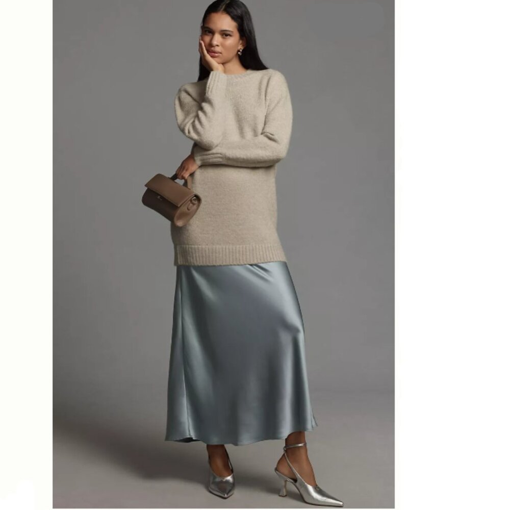 Brand New By Anthropologie Long-Sleeve Twofer Sweater Slip Midi Dress